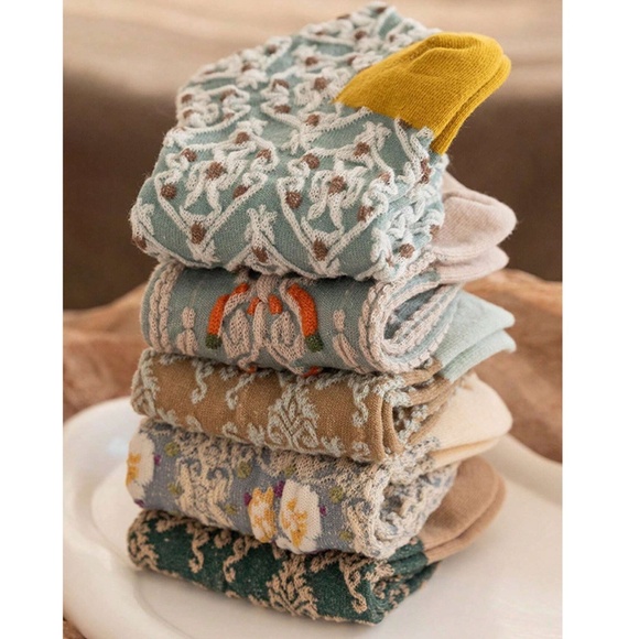 Colorful Textured Style Crew Sock set - Picture 2 of 3